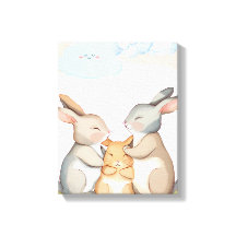 Nursery wall art - Canvas Print - Rabbit Family