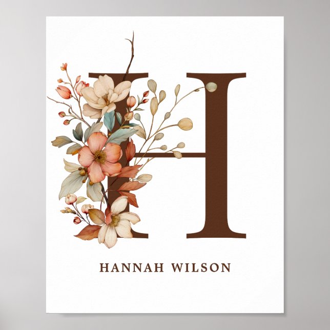 Nursery Wall Art Girl Cottagore Letter H (Front)