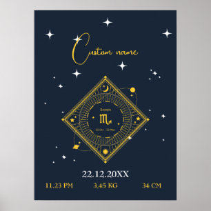 Nursery wall art new baby  Custom name Scorpio