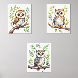 Nursery Wall Art Owls, Gender Neutral Gift Baby