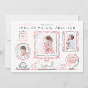 Nursery Wall Baby Girl Birth Announcement