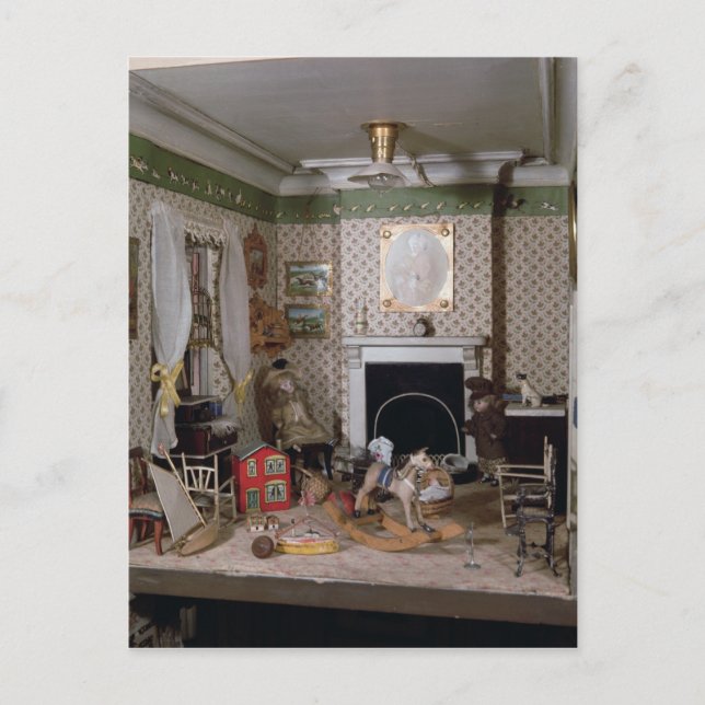 Nursery with toys from 'Miss Miles' House', 1890 Postcard (Front)