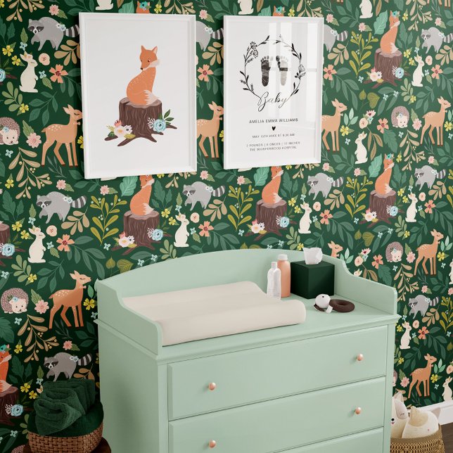 Nursery Woodland Forest Animals Foliage & Florals Wallpaper (Nursery Woodland Forest Animals Foliage & Florals Wallpaper)