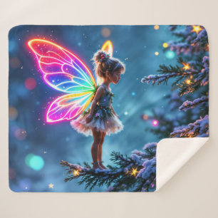 Nursery Xmas fairy snow tree holiday lights Sherpa Blanket