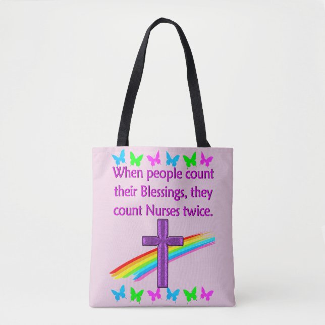 NURSES ARE A BLESSING TOTE BAG (Front)