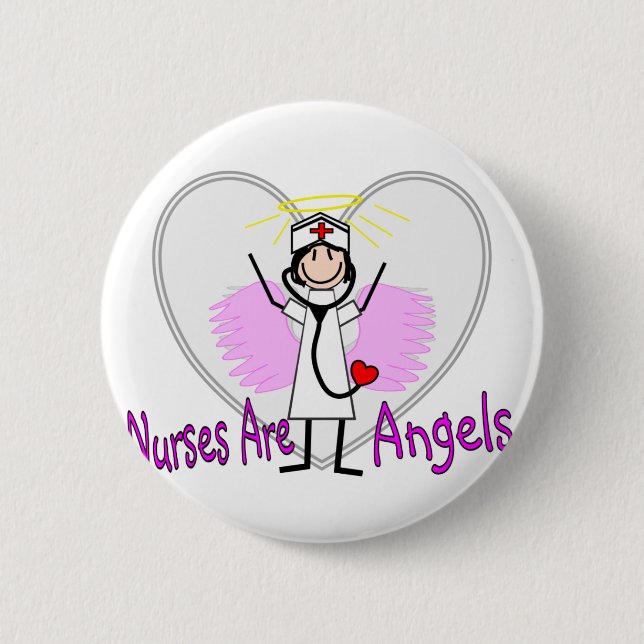 Nurses Are Angels 6 Cm Round Badge (Front)
