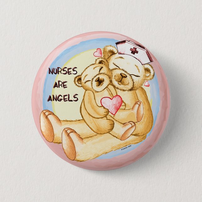 Nurses are angels  6 cm round badge (Front)