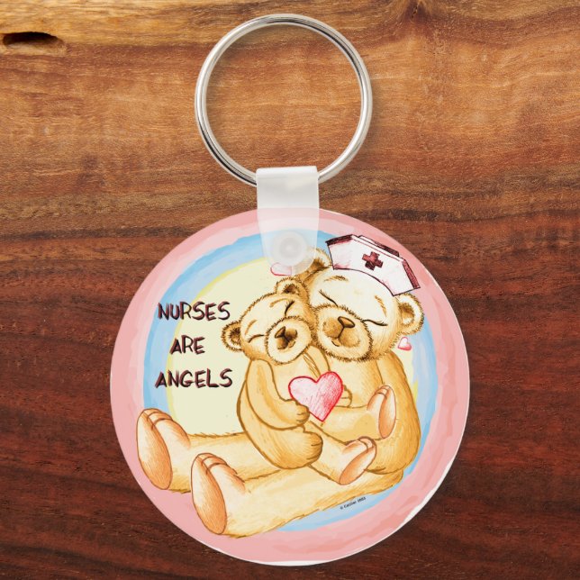 Nurses are angels  key ring (Front)