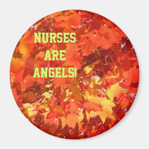 Nurses are Angels magnets Orange Red Autumn Leaves