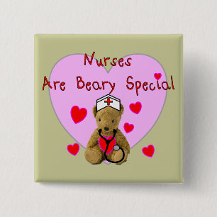 Nurses are BEARY Special Teddy Bear Gifts 15 Cm Square Badge