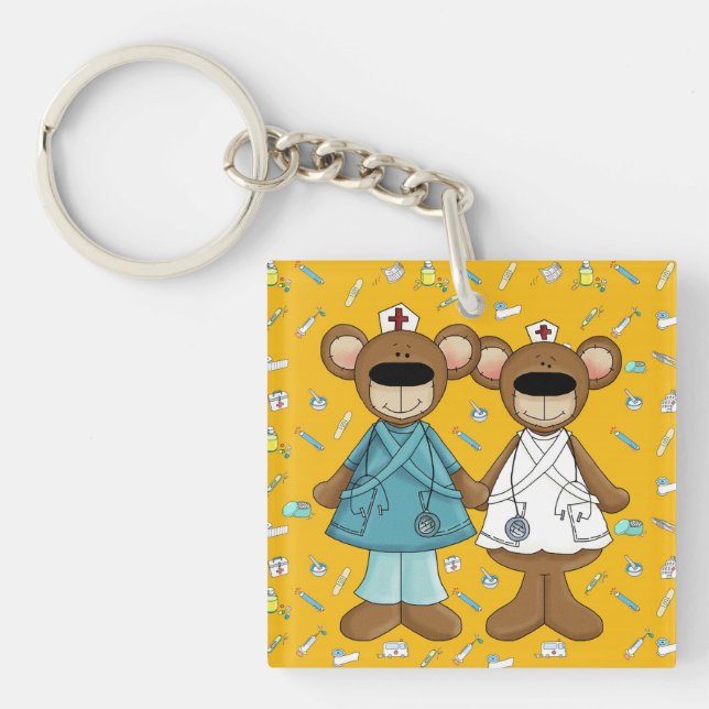 Nurses are Blessing from God. Custom Name Gift  Key Ring (Front)