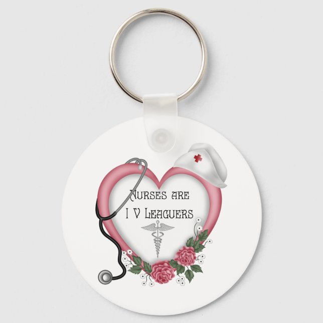 Nurses Are IV Leaguers Keychain (Front)