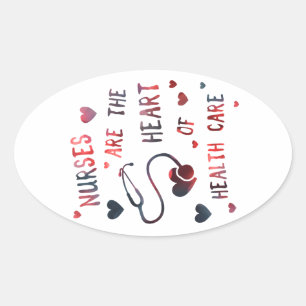nurses are the heart of healthcare bokeh oval sticker