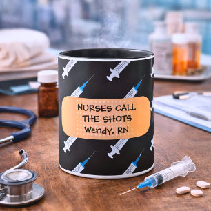 Nurses Call the Shots Syringe with Band Aid Mug