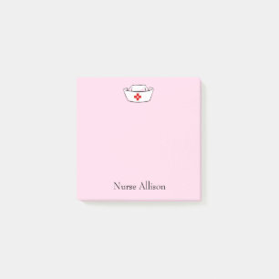 Nurse's Cap Add Name Pink 3x3 Post-it Notes