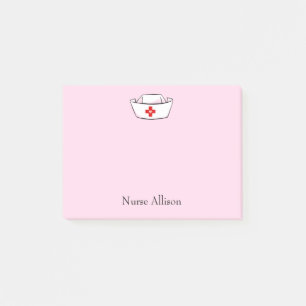 Nurse's Cap Add Name Pink 4x3 Post-it Notes
