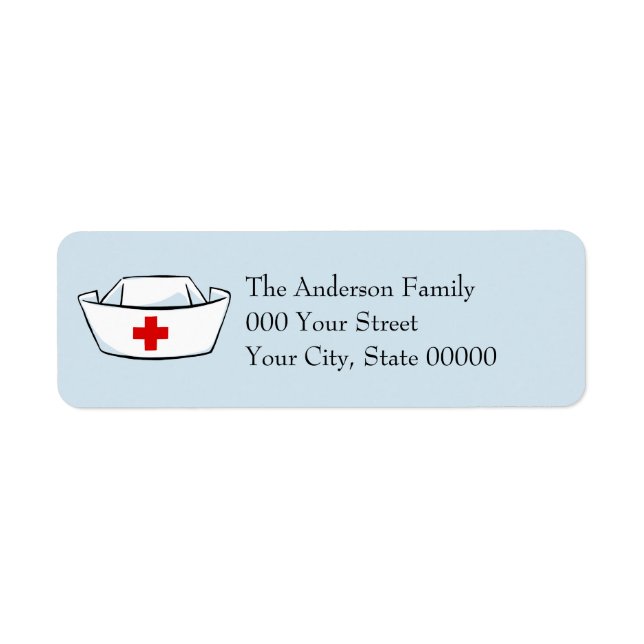 Nurse's Cap Personalised Blue Return Address Return Address Label (Front)