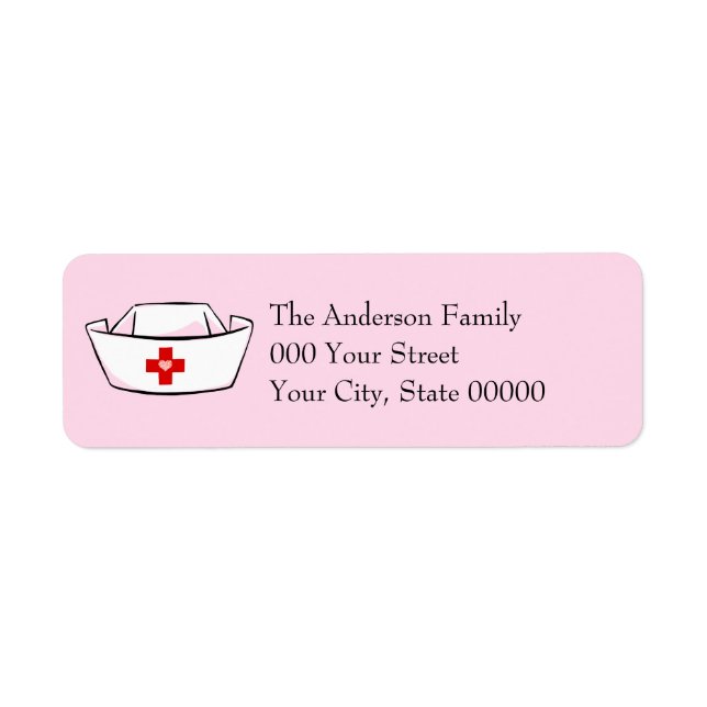 Nurse's Cap Personalised Pink Return Address Return Address Label (Front)