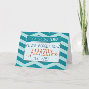 Nurses Day, Amazing with Teal Chevron Stripes Card