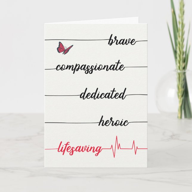 Nurse's Day - Brave, Compassionate, Lifesaving Thank You Card (Front)
