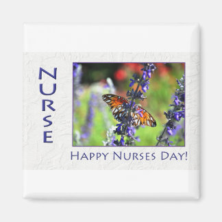 Nurses Day Butterfly and Flowers Magnet