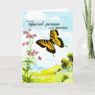 Nurses Day Butterfly, Flowers Card