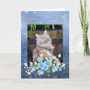 Nurse's Day Card, Maine Coon Cat, Cat Nurse's Day Card
