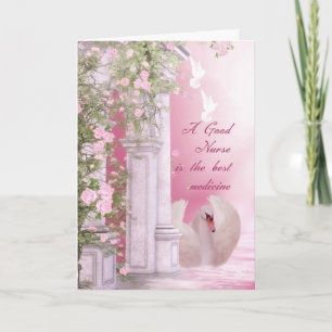 Nurses Day Card With Swan Dove And Roses