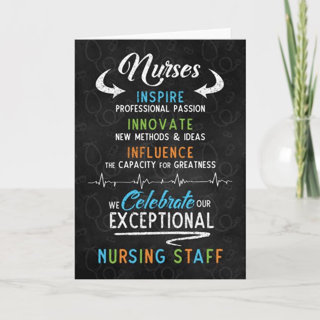 Nurses Day Chalkboard for Nursing Staff Card (Front)
