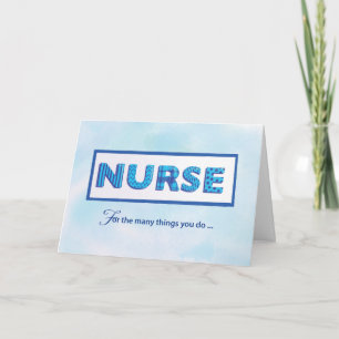 Nurses Day Grateful Blue Patterned Word Art Card
