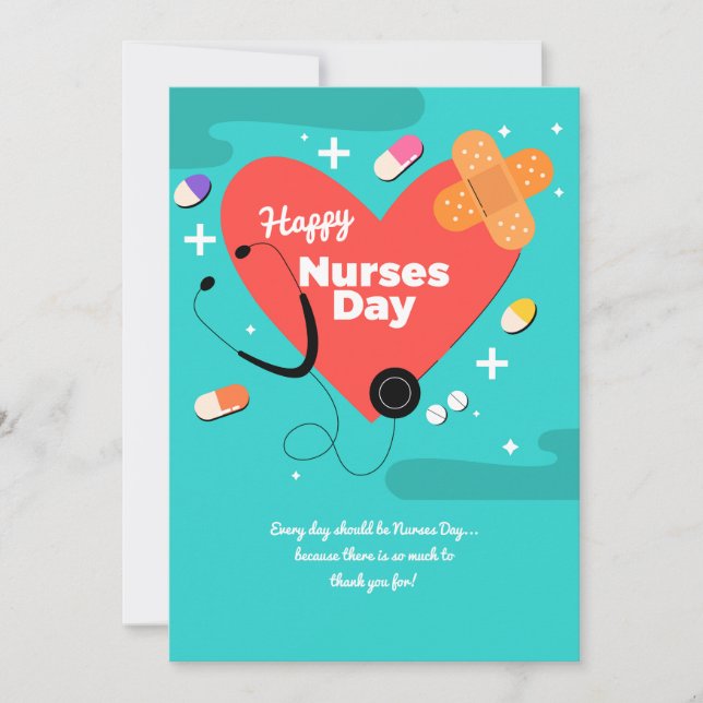 Nurses Day Heart Greeting Card (Front)