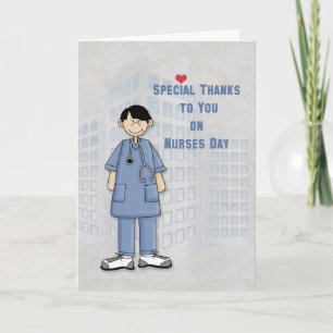 Nurses Day, Male Nurse, Hospital Building Card