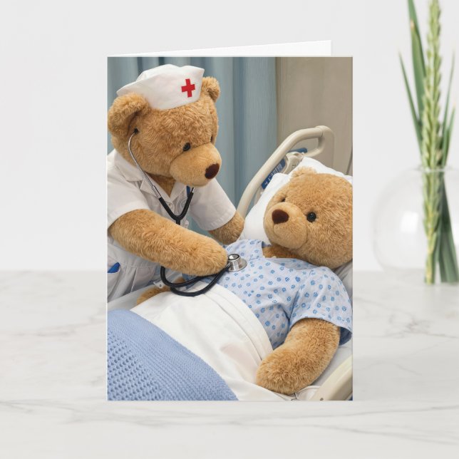 Nurse's Day Teddy Bear with a Stethoscope  Card (Front)