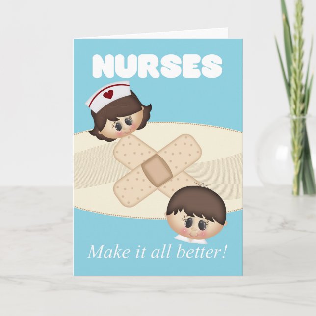Nurses Day With Band Aid & Two Nurses- Card (Front)