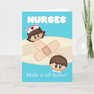 Nurses Day With Band Aid & Two Nurses- Card