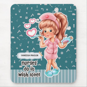 Nurses do it with Love Custom Nurses Gift Mouse Pad