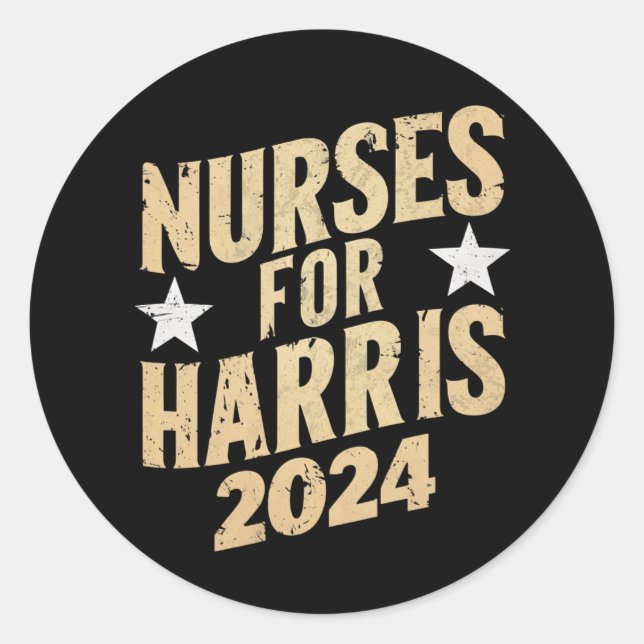 Nurses For Harris 2024 USA Classic Round Sticker (Front)