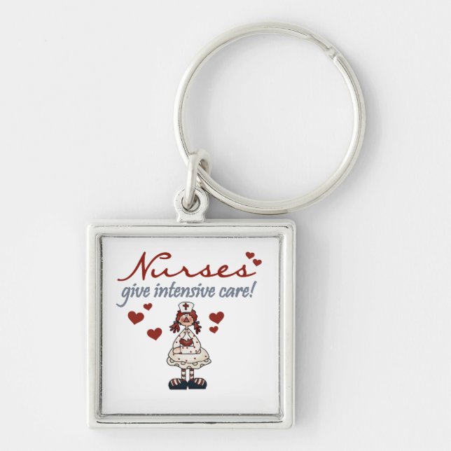 Nurses Give Intensive Care t-shirts and Gifts Key Ring (Front)