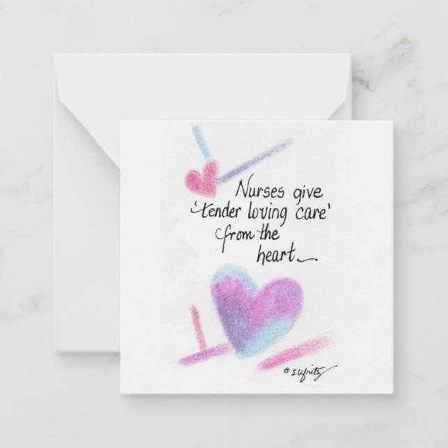 Nurses give tender care sketch heartFlat Note Card (Front)