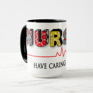 Nurses have caring hearts mug, Colourful Mug