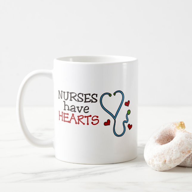 Nurses Have Hearts Coffee Mug (With Donut)