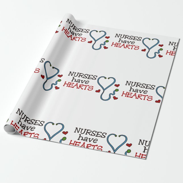 Nurses Have Hearts Wrapping Paper (Unrolled)