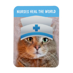 Nurses Heal The World Cat Magnet