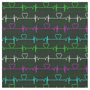Nurses Heart rhythm ecg Black and White Doctor Fabric