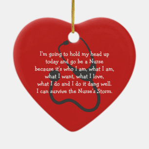 Nurse's Inspirational Heart Christmas Gift Ceramic Ornament