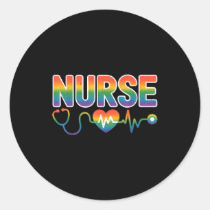 Nurse's Life Lgbt Heart Stethoscope Nurse Week Classic Round Sticker