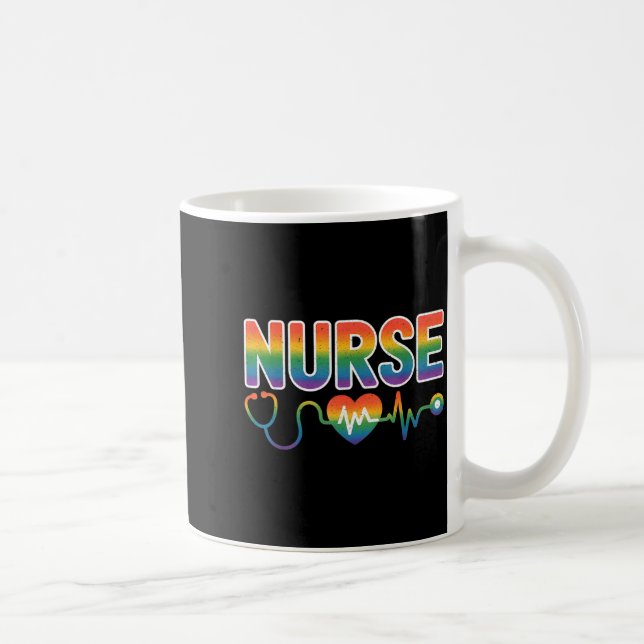 Nurse's Life Lgbt Heart Stethoscope Nurse Week  Coffee Mug (Right)