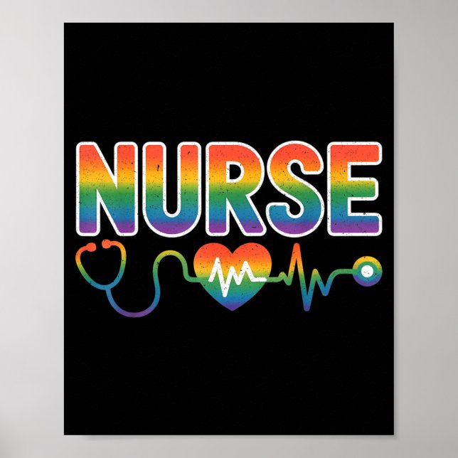 Nurse's Life Lgbt Heart Stethoscope Nurse Week  Poster (Front)