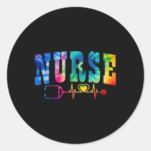 Nurse's Life Tie Dye Heart Stethoscope Nurse Week Classic Round Sticker