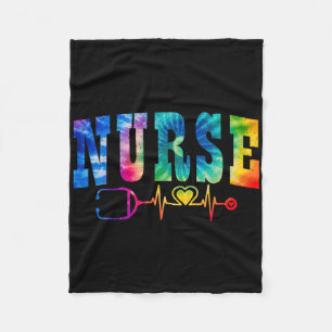 Nurse's Life Tie Dye Heart Stethoscope Nurse Week Fleece Blanket